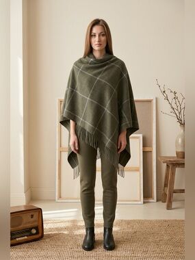 Portolano Dark Gray Plaid Shawl